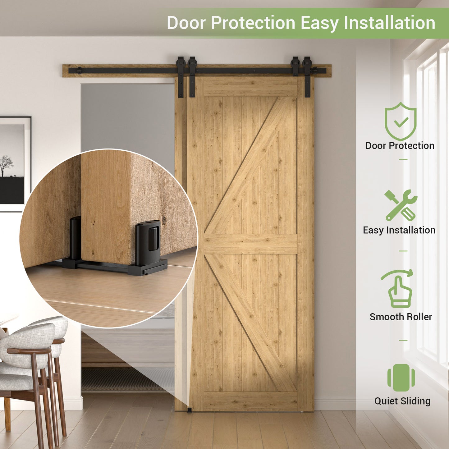 TOIMIOTOIM Sliding Closet Door Floor Guide, Bypass Door Floor Guide Adjustable 3-Roller Design Floor Mount Sliding Door Guides, Smoothly and Quietly, Black