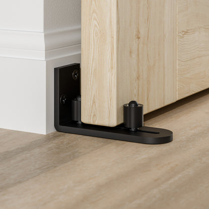 1 PC Sliding Barn Door Bottom Floor Guide, Wall Mounted Roller Guides Ball Bearings Adjustable Stay Roller, Flat Bottom Design Style, Black