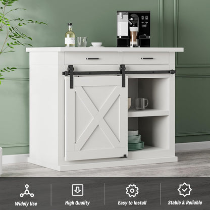 TOIMIOTOIM 3FT Super Mini Barn Door Hardware Kit,Small Sliding Door Track Roller Kit for Single Door Cabinets,TV Stand,Wardrobe,J Shape Hanger(No Cabinet)