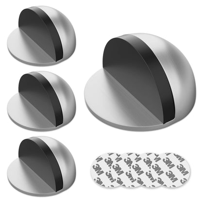 4 Pack Door Stoppers, Stainless Steel, Adhesive Floor Door Stop, No Drill, Non-Magnetic, for Living Room, Bedroom, Bathroom, Office