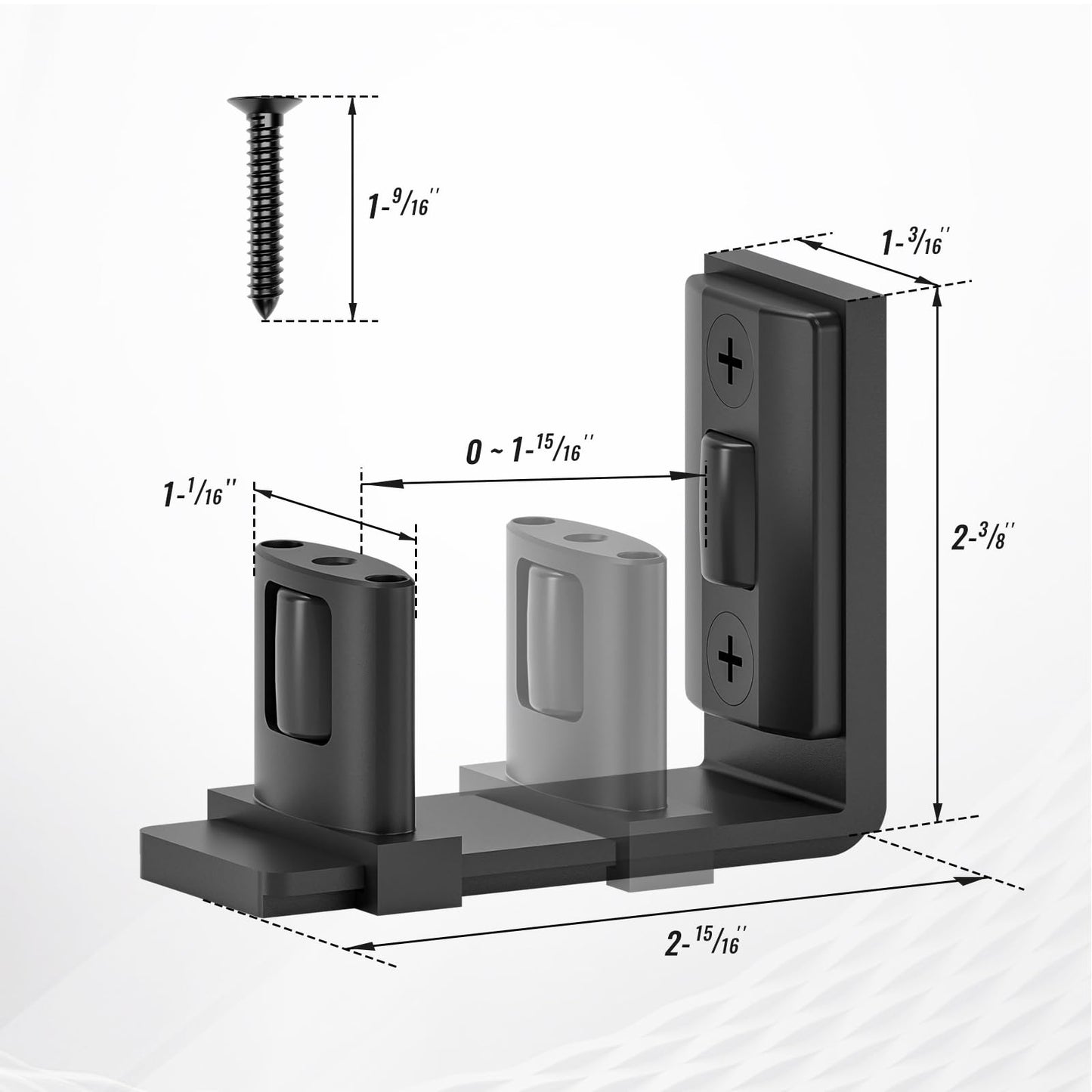 Upgraded Sliding Barn Door Bottom Floor Guide with Adjustable Roller, Wall Mount Floor Guide, Smoothly and Quietly, Easy to Install, Fits up to 2" Thickness Door, Black