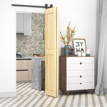 48" Bi-Folding Sliding Barn Door Hardware Kit, 4FT Bi Fold Barn Door Hardware Kit for 2 Doors, Max Door Width 22", Smoothly and Quietly, Easy to Install, No Door Panel, Black