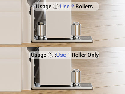 TOIMIOTOIM 2 Pack Barn Door Bottom Floor Guide, Adjustable Roller Wall Mounted Stainless Steel Sliding Door Guides for Door Thick Up to 2 1/8"