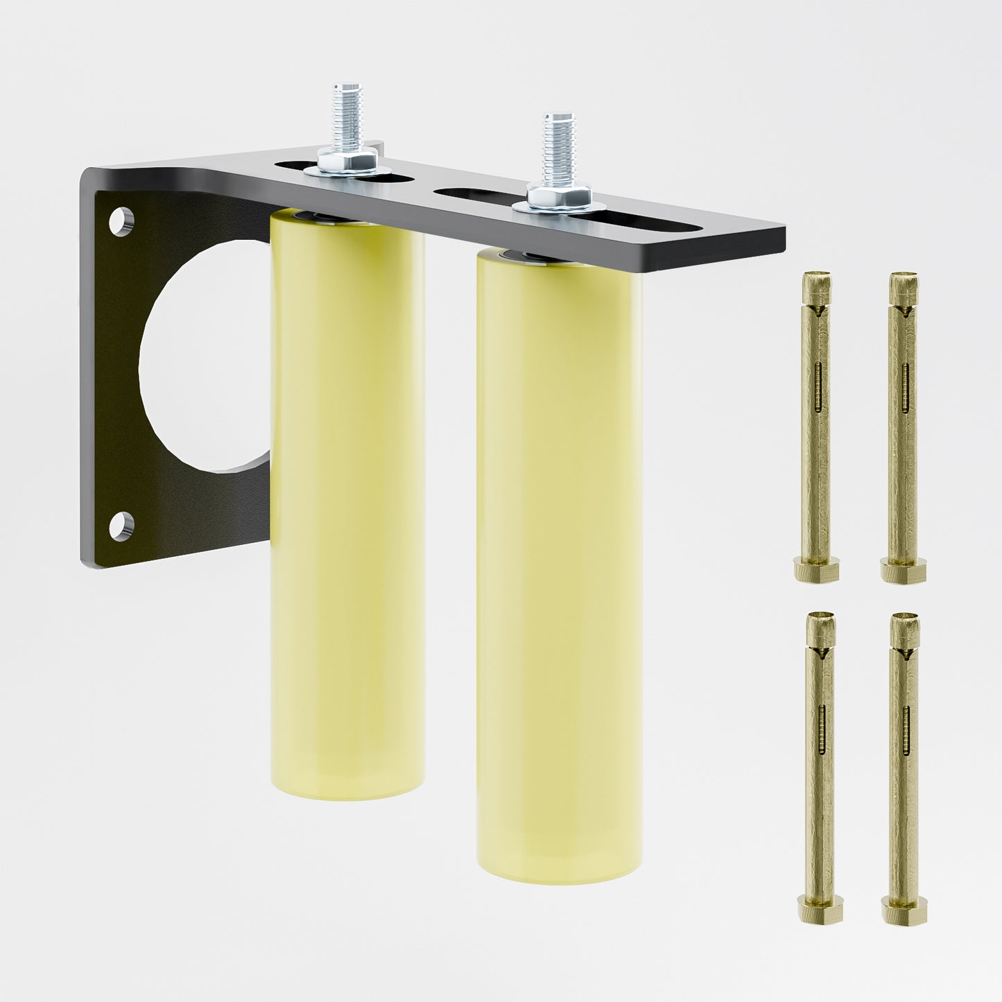 Heavy Duty Slide Gate Guide Roller 6" Sliding Gate Roller L Rear Post Bracket, Iron Gate Guide Wheel Pulley, Adjustable Bolts Slide Gate Support Assembly for Sliding Rolling Gates