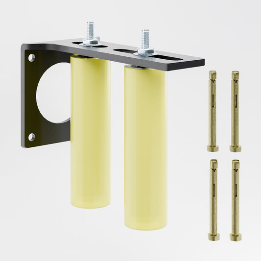 Heavy Duty Slide Gate Guide Roller 6" Sliding Gate Roller L Rear Post Bracket, Iron Gate Guide Wheel Pulley, Adjustable Bolts Slide Gate Support Assembly for Sliding Rolling Gates