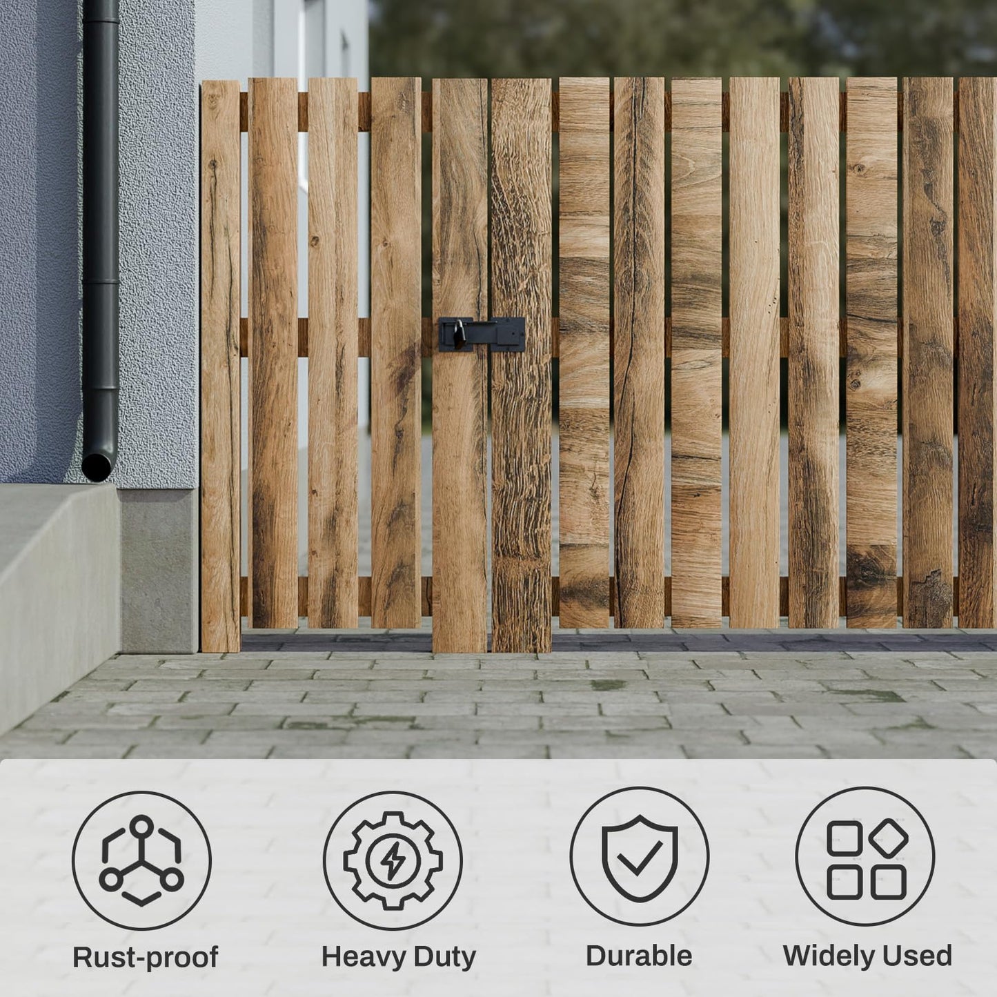 7.5" Flip Gate Latch Lock with Padlock Hole, 3.5mm Heavy Duty Gate Latch for Wooden Fence Gates, Swing Gate, Outdoor Fence Shed Barn Door Latch Lock, Gate Latches Hardware, Matte Black