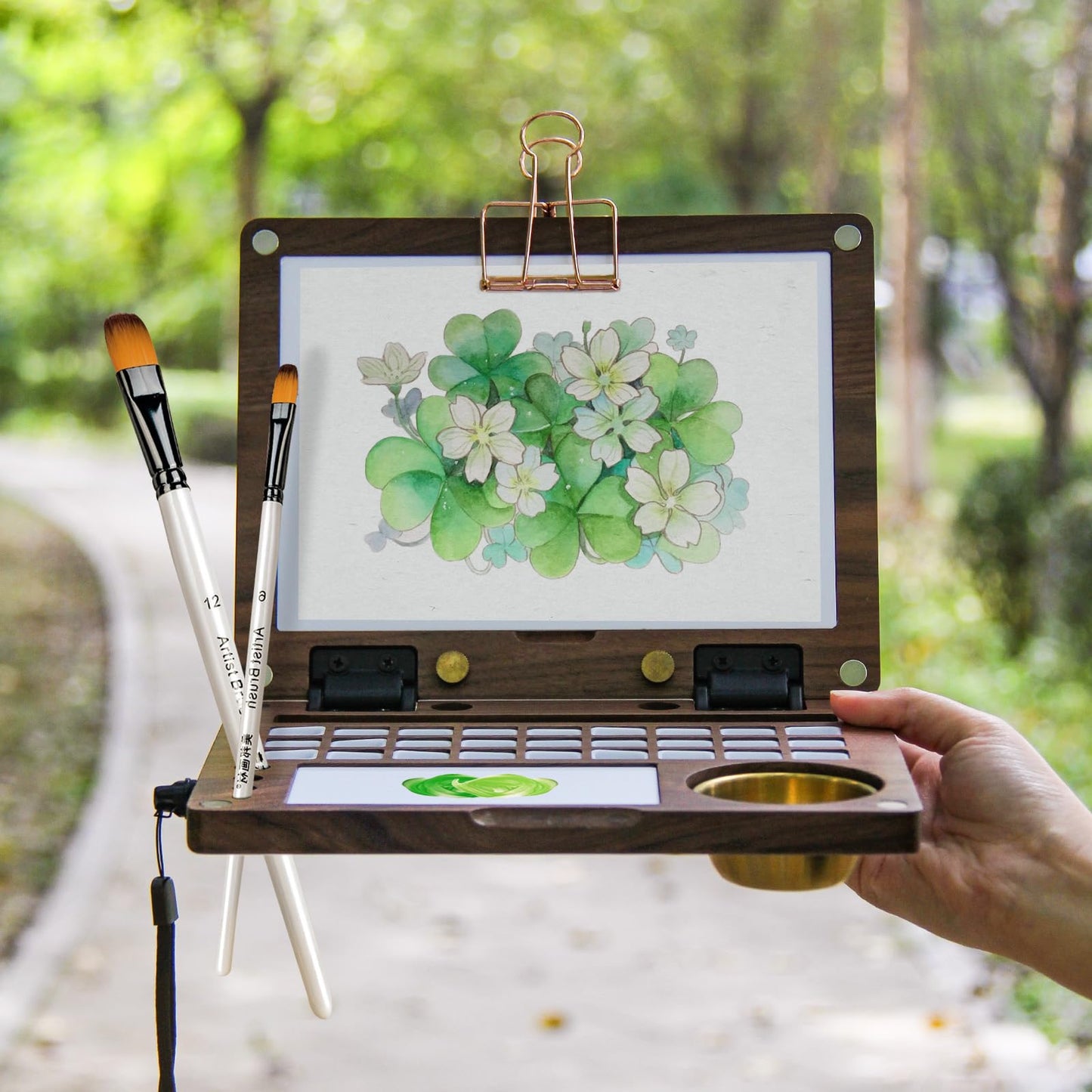 Wooden Watercolor Palette, Gouache Palette Box, Black Walnut, Travel Watercolor Palette, Watercolor Paint Palette, Paint Palette, 27 Grid