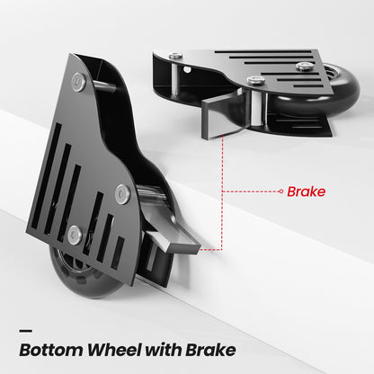 Rolling Library Ladder Hardware Kit, 3.3FT Round Tube Track Sliding Library Ladder Hardware Kit, Floor Rollers with Brake, Rolling Ladder Hardware Kit for Library, Bookshelf (No Ladder)