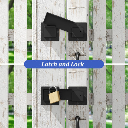 7.5" Flip Gate Latch Lock with Padlock Hole, 3.5mm Heavy Duty Gate Latch for Wooden Fence Gates, Swing Gate, Outdoor Fence Shed Barn Door Latch Lock, Gate Latches Hardware, Matte Black
