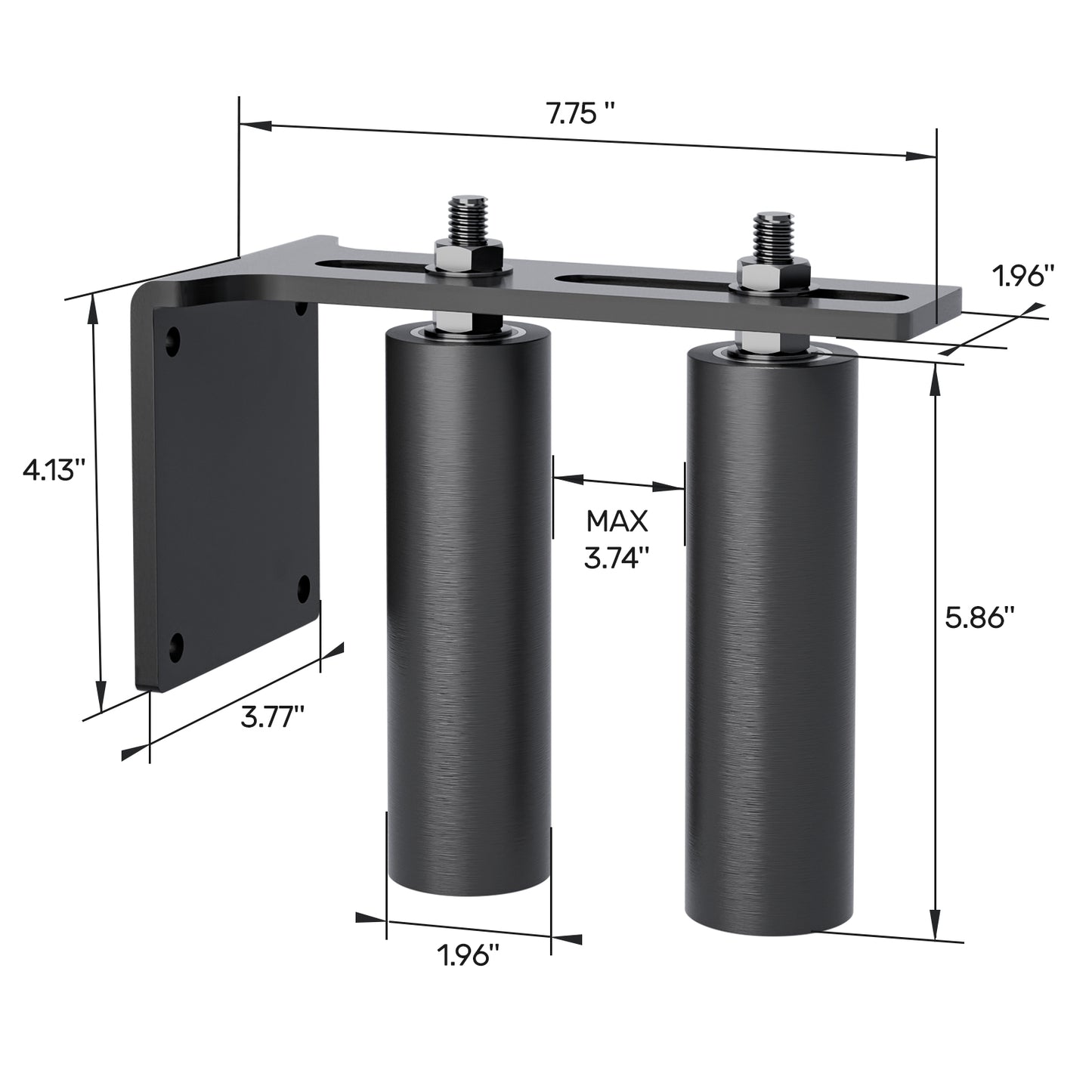 Black Heavy Duty Slide Gate Guide Roller 3" Sliding Gate Roller L Rear Post Bracket, Iron Gate Guide Wheel Pulley, Adjustable Bolts Slide Gate Support Assembly for Sliding Rolling Gates