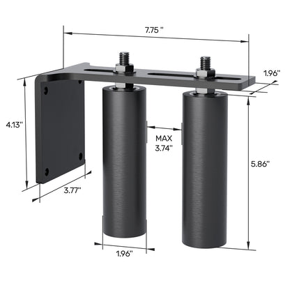 Black Heavy Duty Slide Gate Guide Roller 3" Sliding Gate Roller L Rear Post Bracket, Iron Gate Guide Wheel Pulley, Adjustable Bolts Slide Gate Support Assembly for Sliding Rolling Gates