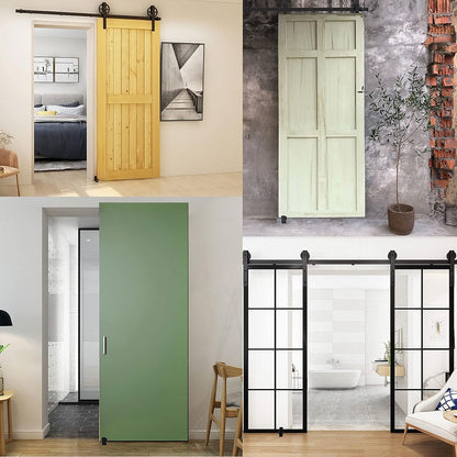 Sliding Barn Door Floor Guide Doors Bottom Wall Mount Adjustable Roller Double Wheel No Punching Required System 2 Pack Black, Smoothly and Quietly