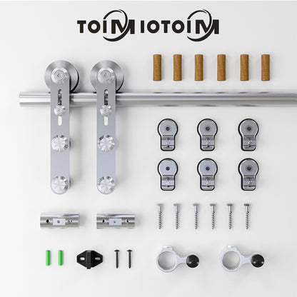 7FT Stainless Steel Sliding Barn Door Hardware Kit,Slide Smoothly Quietly,Easy Install,Heavy Duty Sturdy Barn Door Track for 42" Single Wood Door