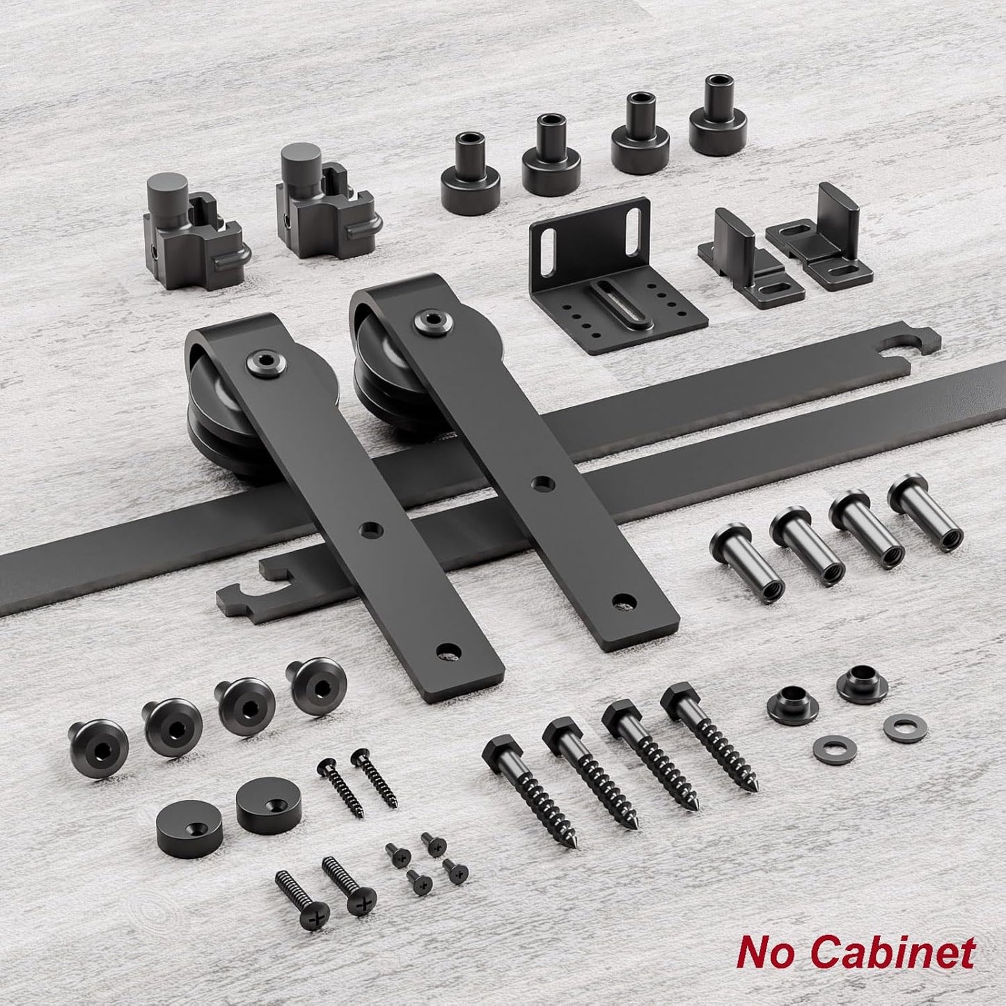 TOIMIOTOIM 2.5FT Super Mini Barn Door Hardware Kit,Small Sliding Door Track Roller Kit for Single Door Cabinets,TV Stand,Wardrobe,J Shape Hanger(No Cabinet)