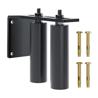 Black Heavy Duty Slide Gate Guide Roller 6" Sliding Gate Roller L Rear Post Bracket, Iron Gate Guide Wheel Pulley, Adjustable Bolts Slide Gate Support Assembly for Sliding Rolling Gates