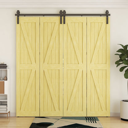 120" Bi-Folding Sliding Barn Door Hardware Kit,10FT Heavy Duty Track Roller Kit for Max 29" x 4 Doors,Smoothly and Quietly,Easy to Install,No Door Panel,Black