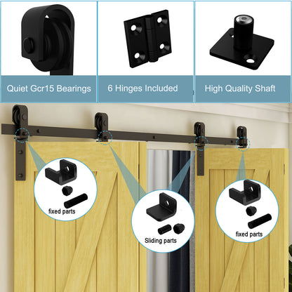 84" Bi-Folding Sliding Barn Door Hardware Kit,7FT Heavy Duty Track Roller Kit for Max 20" x 4 Doors,Smoothly and Quietly,Easy to Install,No Door Panel,Black