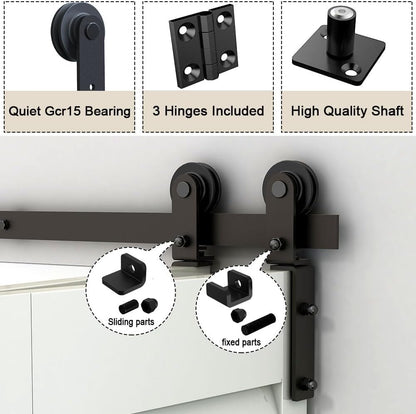 TOIMIOTOIM 42" Bifold Barn Door Hardware Kit,3.5FT Heavy Duty Track Roller Kit for Max 19"x 2 Doors,Smoothly and Quietly,Easy to Install,No Door Panel,Black