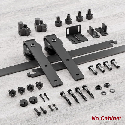 TOIMIOTOIM 4FT Super Mini Barn Door Hardware Kit,Small Sliding Door Track Roller Kit for Single Door Cabinets,TV Stand,Wardrobe,J Shape Hanger(No Cabinet)