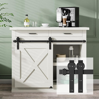 TOIMIOTOIM 3FT Super Mini Barn Door Hardware Kit,Small Sliding Door Track Roller Kit for Single Door Cabinets,TV Stand,Wardrobe,J Shape Hanger(No Cabinet)