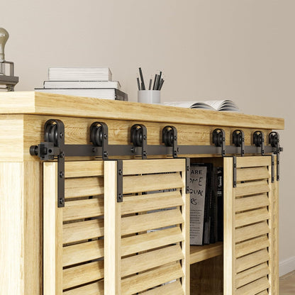 TOIMIOTOIM 5.5FT Cabinet Bypass Mini Sliding Barn Door Hardware Kit for 4 Doors, Super Mini Closet Door Track Set, Apply for Storage Window TV Stand Closet(No Cabinet)