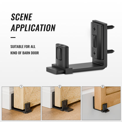 TOIMIOTOIM Upgraded Sliding Barn Door Bottom Floor Guide with Adjustable Roller, Wall Mount Floor Guide, Smoothly and Quietly, Easy to Install, Fits up to 2" Thickness Door, Black, 1Pack