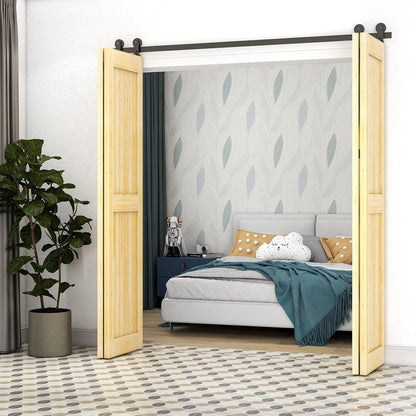 TOIMIOTOIM 48" Bi-Folding Sliding Barn Door Hardware Kit, 4FT Bi Fold Barn Door Hardware Kit for 4 Doors,Max Door Width 11",Smoothly and Quietly,Easy to Install,No Door Panel,Black