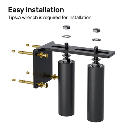 Black Heavy Duty Slide Gate Guide Roller 3" Sliding Gate Roller L Rear Post Bracket, Iron Gate Guide Wheel Pulley, Adjustable Bolts Slide Gate Support Assembly for Sliding Rolling Gates