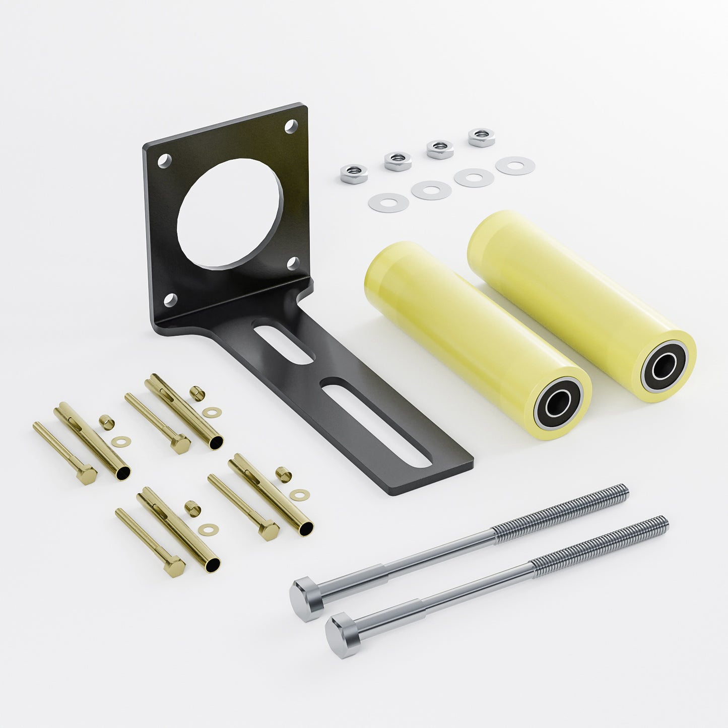 Heavy Duty Slide Gate Guide Roller 6" Sliding Gate Roller L Rear Post Bracket, Iron Gate Guide Wheel Pulley, Adjustable Bolts Slide Gate Support Assembly for Sliding Rolling Gates