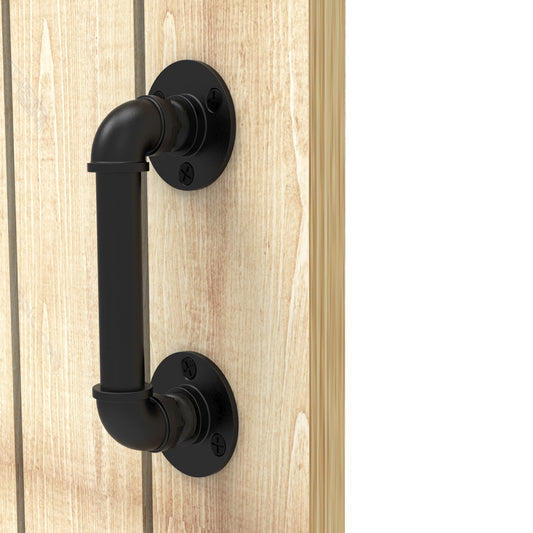9.6" Pipe Barn Door Pull Handle Black Rustic Industrial Grab Bar, Sliding Door Barn Handles, Towel Bar, Handrail and Pulls Handles for Stairs
