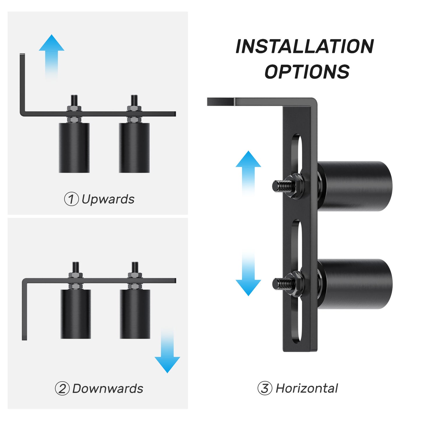 Black Heavy Duty Slide Gate Guide Roller 6" Sliding Gate Roller L Rear Post Bracket, Iron Gate Guide Wheel Pulley, Adjustable Bolts Slide Gate Support Assembly for Sliding Rolling Gates