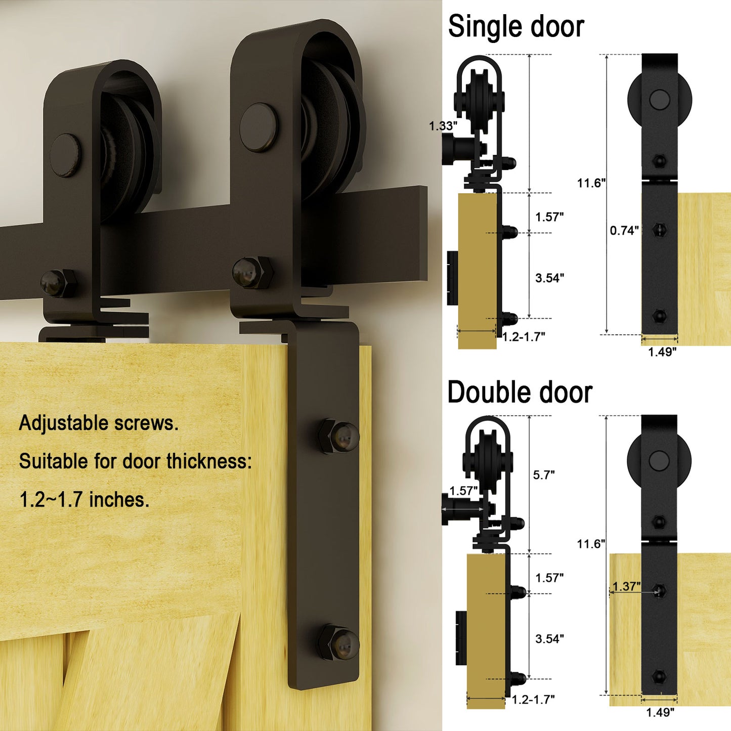 120" Bi-Folding Sliding Barn Door Hardware Kit,10FT Heavy Duty Track Roller Kit for Max 29" x 4 Doors,Smoothly and Quietly,Easy to Install,No Door Panel,Black