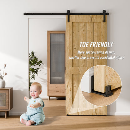 TOIMIOTOIM Upgraded Sliding Barn Door Bottom Floor Guide with Adjustable Roller, Wall Mount Floor Guide, Smoothly and Quietly, Easy to Install, Fits up to 2" Thickness Door, Black, 1Pack