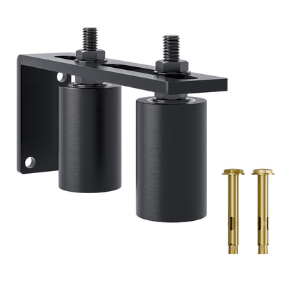 Black Heavy Duty Slide Gate Guide Roller 3" Sliding Gate Roller L Rear Post Bracket, Iron Gate Guide Wheel Pulley, Adjustable Bolts Slide Gate Support Assembly for Sliding Rolling Gates